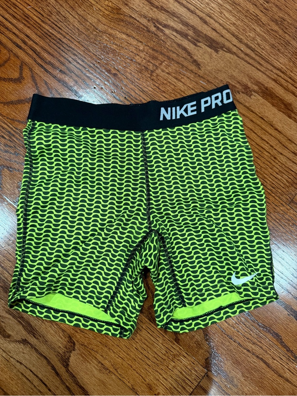 Nike Pro Neon Yellow/Black Patterned Bike Shorts